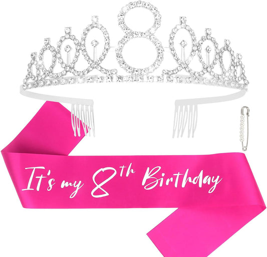 CAVETEE Silver Birthday Crown for Girls Birthday Decorations Birthday Gifts for Women and Girls