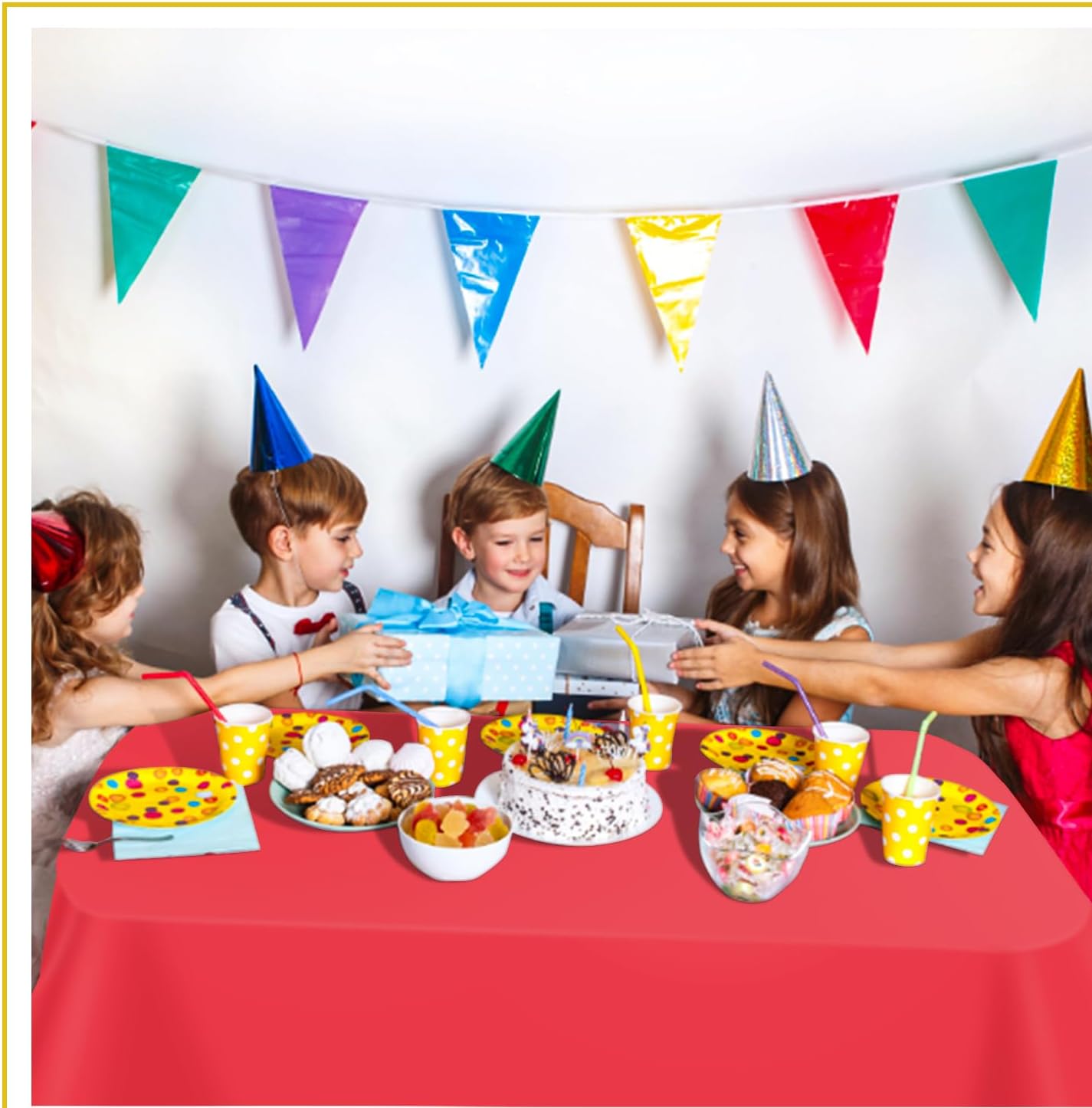tujol Royal Blue 6 Pack Plastic Table Cloth 54" x 108", Disposable Tablecloths Rectangle Table Cover, Plastic Tablecloths for Parties