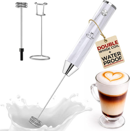 Zulay Kitchen Powerful Milk Frother Wand With Duracell Batteries - Ultra Fast Handheld Drink Mixer - Electric Whisk Foam Maker for Coffee, Lattes, Cappuccino & Matcha - Z1 Motor - Black - Colors A