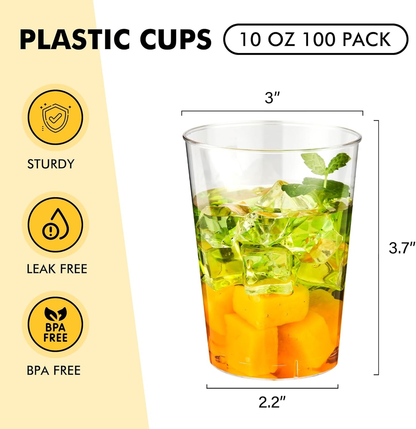 RACETOP 200 Pack 9 oz Clear Plastic Cups for Party, Disposable Clear Cup, Disposable Cups, Wine Glasses Cups, Plastic Cocktail Glasses