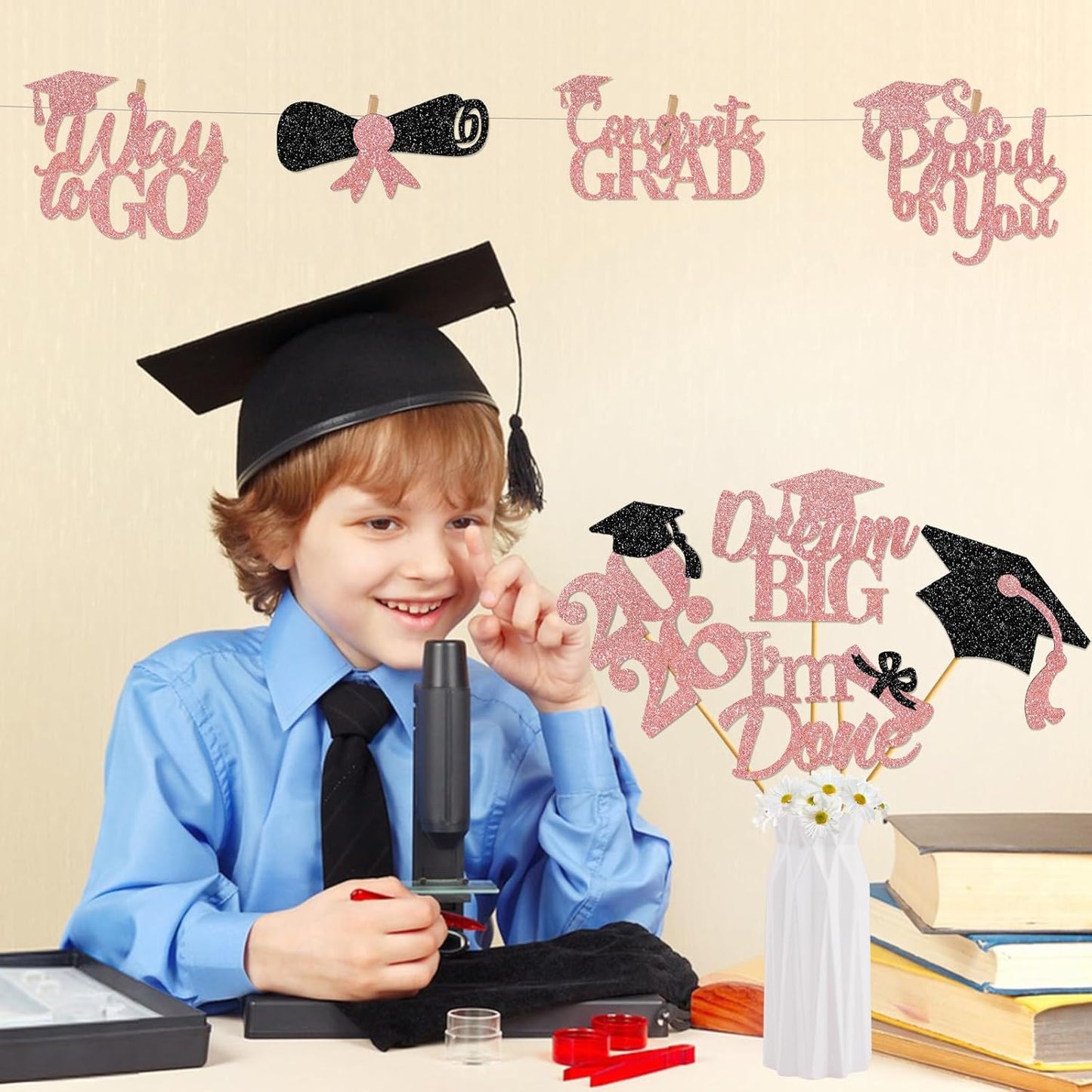 24Pcs Graduation Centerpieces for Tables: 2026 Graduation Centerpiece Sticks Class of 2026 for Grad Table Decorations Congrats Decorations (Black)