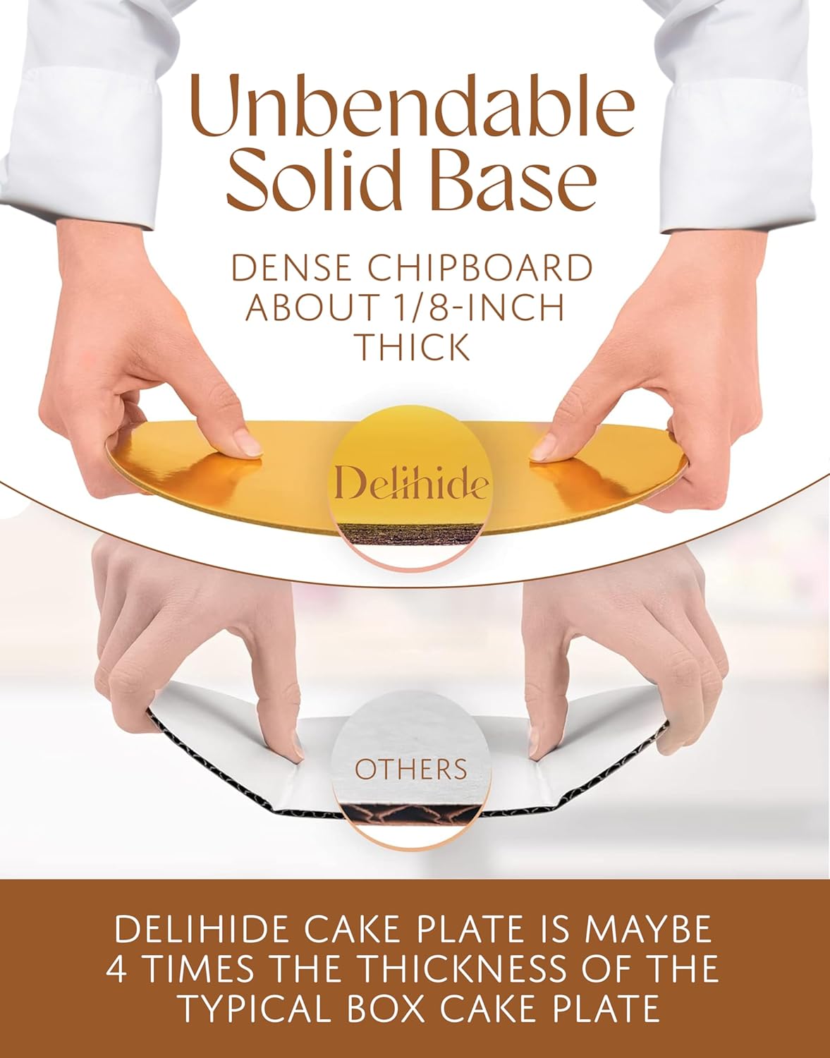 Premium Cake Boxes with Cake Boards Set - 12 Front-Loading Sturdy Cardboard Cake Boxes 10", 12 White/Gold Greaseproof Boards 10 Inch - Window Cake Box Set