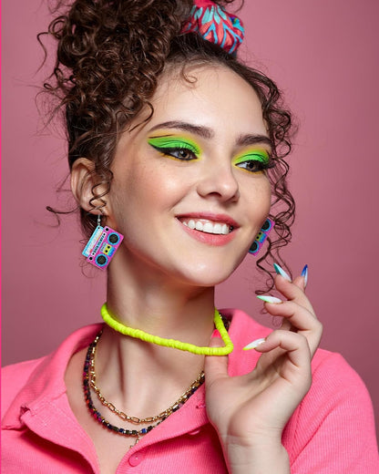 80s 90s Earrings for Women Colorful Lightning Acrylic Drop Earrings Neon Earrings Bulk for 80's 90's Outfit Glow Party Halloween 80s Accessories Jewelry