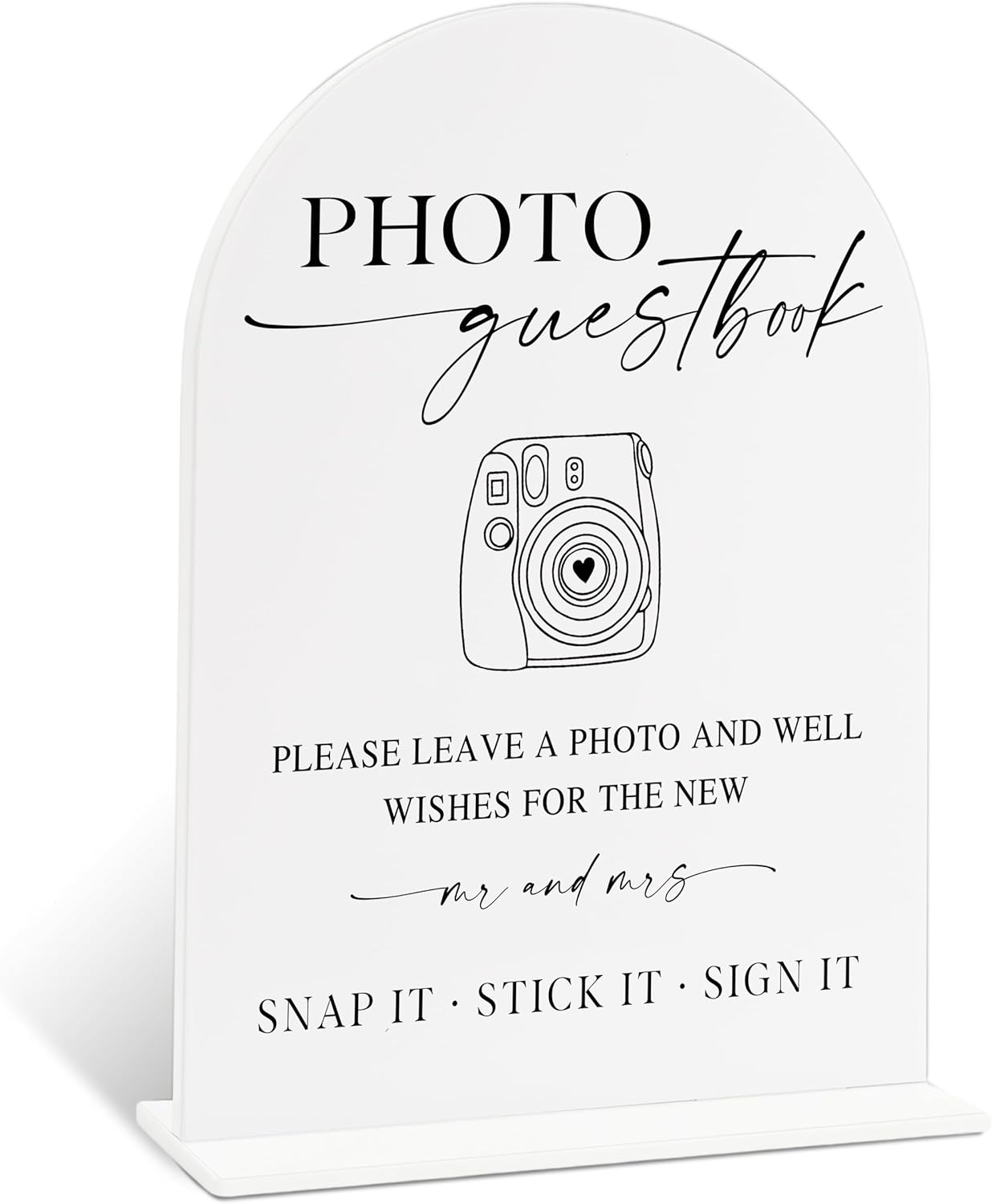 Sign Our Bible Wedding Sign, White Acrylic Wedding Guest Book Sign, Bridal Shower Decor, Elegant Arch Acrylic Table Top Signs for Reception Marriage Engagement Party Decorations