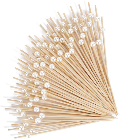 [300 Pcs] Cocktail Picks Toothpicks for Appetizers - 4.7 inch White Pearl Cocktail Toothpicks for Drinks Charcuterie Accessories Burgers Sandwich Wedding Bridal Shower Party Decoration