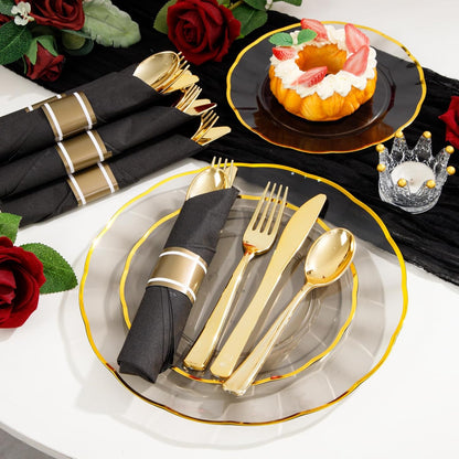 Supernal 240 Silver Plastic Silverware Set - 60 Sets Pre Rolled Napkins with Cutlery - Mirror Polished Real Look Disposable Silver Utensils- Elegant Heavy Duty Flatware for Weddings & Catering