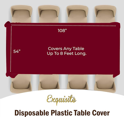 12-Pack Premium Plastic Tablecloth 54in. x 108in. Rectangle Table Cover - Dark Blue - Colors A