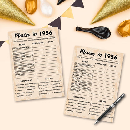 QUPT 40th Birthday Party Games, Movies in 1986 Games, Birthday Party Supplies for Adults, Fun 1986s Party Game，Pack of 30 Cards