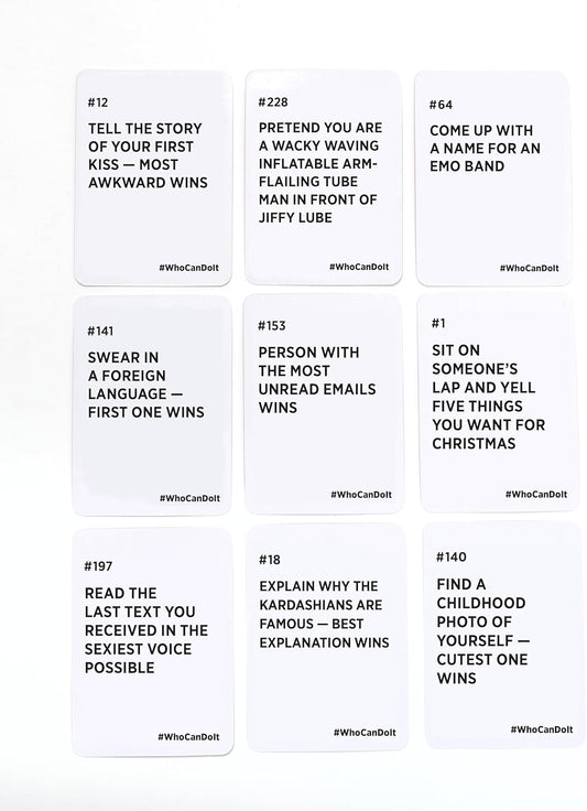 DSS Games Who Can Do It [Compete with Your Friends to Win These Challenges | Adult Party Game | Great for Game Night, Big Groups, Pregames | Gifts for Him]