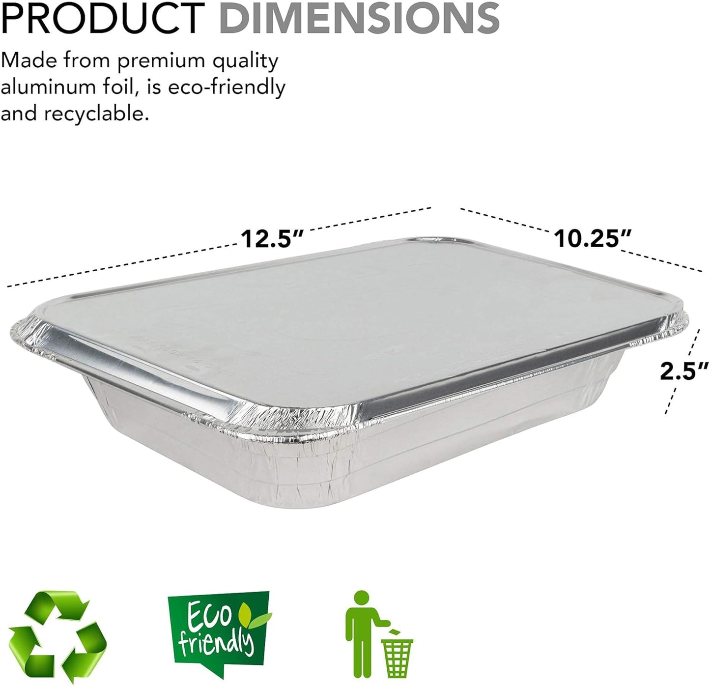 Stock Your Home Aluminum Pans 9x13 Disposable Foil Pans (30 Pack) - Half Size Steam Table Deep Trays - Tin Foil Pans Great for Cooking, Heating, Storing, Prepping Food