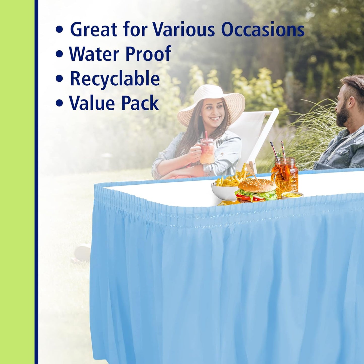 Party Dimensions Plastic Table Skirt, 29-Inches by 14-Feet - White - 6 Pack