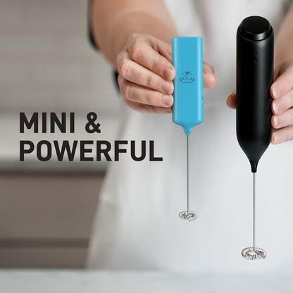Zulay Kitchen Powerful Milk Frother AA Batteries Included – Ultra Fast Handheld Drink Mixer with Stainless Steel Whisk Stirrer for Coffee, Protein, Matcha & More, Frother Wand Electric Frothmate Black - Colors E