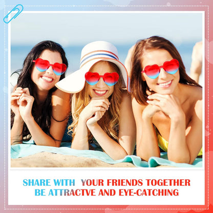 Photect 12 Pair Heart Shaped Sunglasses Neon Color Transparent Heart Glasses for Women Party Favor