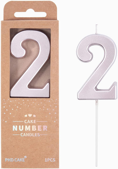 PHD CAKE 2.76 Inch Modern Gold 2 Number Birthday Candles, Gold Number Candles, Cake Number Candles, Party Celebration
