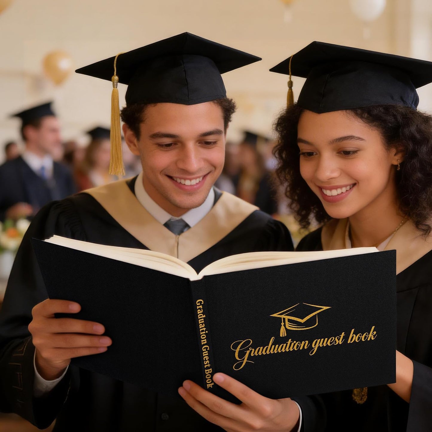 Artmag 2026 Graduation Guest Book Fabric Hardcover Signs Signature Graduation 100 Pages Guest Book Grad Memory Scrapbook for College Gifts (Black)