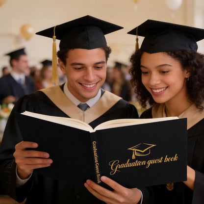 Artmag 2026 Graduation Guest Book Fabric Hardcover Signs Signature Graduation 100 Pages Guest Book Grad Memory Scrapbook for College Gifts (Black)