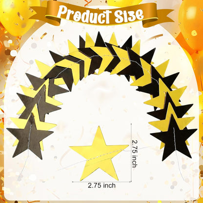 Spakon 65 Feet Glitter Star Paper Garland Banner Hanging Decoration Star Streamers Double Side 2026 Graduation Decorations for Wedding Birthday Festival New Year Party Decoration (Gold)