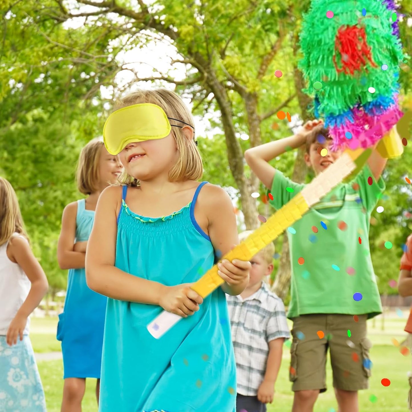 15.75 Inch Piñata Stick Kit Blue Unbreakable Pinata Stick with Blindfold Blind Rope Blind Stick Suitable for Girls Boys Adults Can Have Fun at Any Party