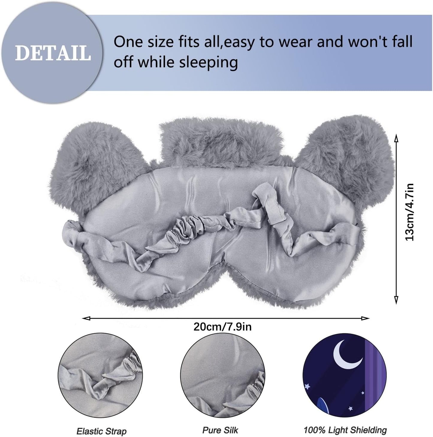 Christmas Reindeer Sleep Mask Cute Antler Eye Masks Sleeping Soft Plush Cartoon Blindfold Funny Animal Eye Cover Xmas Presents for Women Men (Xmas Reindeer,Brown)