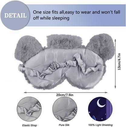 Christmas Reindeer Sleep Mask Cute Antler Eye Masks Sleeping Soft Plush Cartoon Blindfold Funny Animal Eye Cover Xmas Presents for Women Men (Xmas Reindeer,Brown)