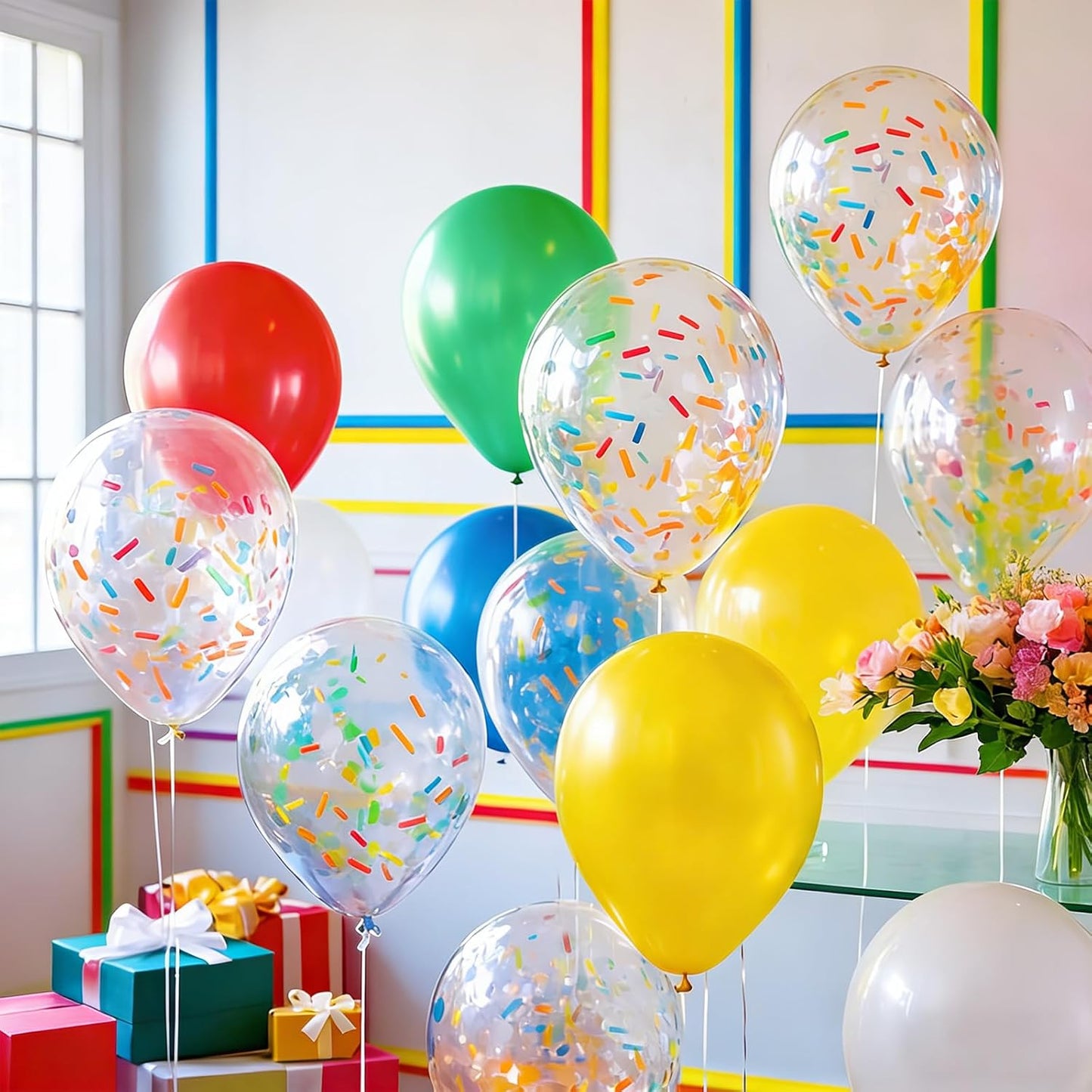 Silver Confetti Balloons 12 inch, Clear Latex Balloon 50pcs Party Balloons for Wedding Bridal Shower Engagement Graduation Birthday Party Decorations
