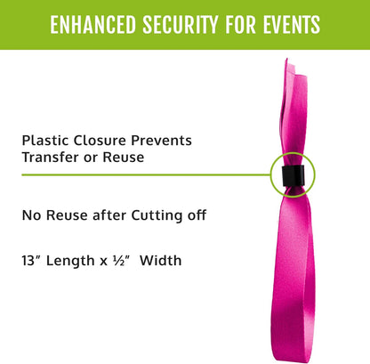 Wristco 100 Blue Cloth Event Wristbands – Plastic Closure to Prevent Transfer or Reuse – Premium-Grade Fabric Bracelets for Party Entry, Summer Camp, VIP Identification, Drink Ticket ID