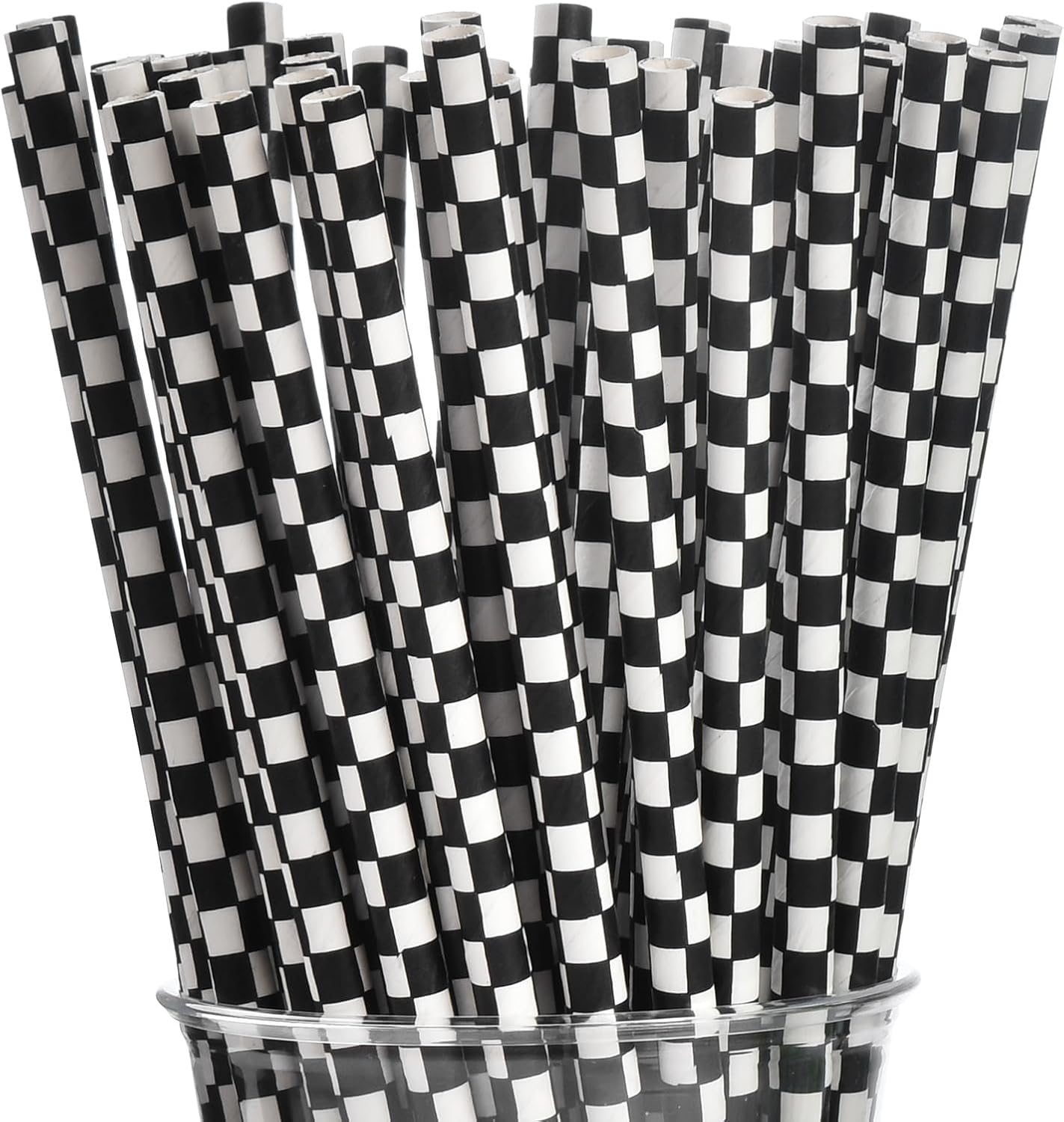 ALINK 100 White and Gold Striped Paper Straws, Biodegradable Disposable Drinking Straws for Birthday, Bridal/Baby Shower, Christmas, New Year, Party Decoration Supplies