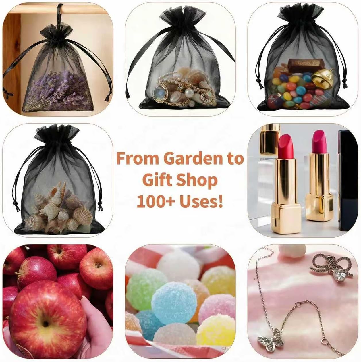 100pcs Organza Bags for Small Gift 4x6 Inch, Premium Mesh Bags Drawstring Candy Jewelry Packaging Sachet Bags, Easter Day Wedding Party Favors Small Gift Bag Durable & Scent-Free for Small Business