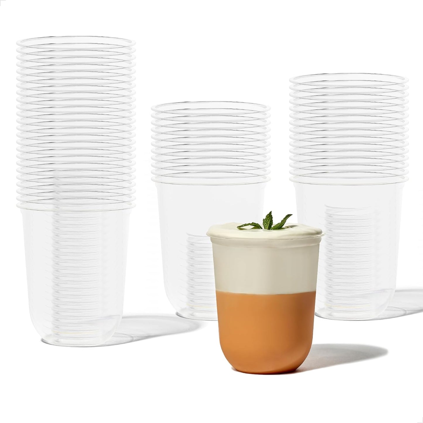 TOSSWARE NATURAL 12oz Arc - Plant Based 98mm Clear Cold Cups - Plastic Alternative for Parties, Bachelorettes, Weddings - Recyclable - Set of 100