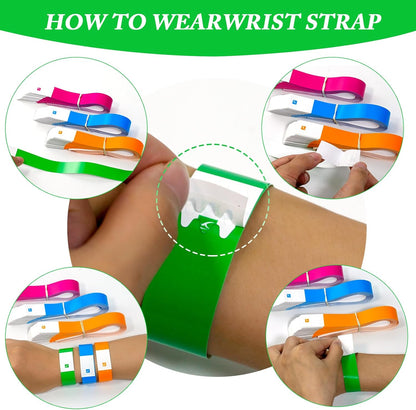 1000 Pcs Paper Wristbands for Events Waterproof Wrist Bands Lightweight Festival Identification Wristbands Neon Adhesive Event Wrist Band for Party