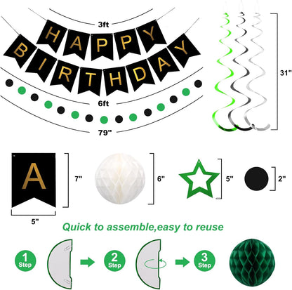 meowtastic Birthday Decorations, Happy Birthday Banner with Honeycomb Balls, Stars Hanging Swirl Streamers, Circle Dots Garland, Happy Birthday Party Decorations for Women Men Boys Girls (Blue)