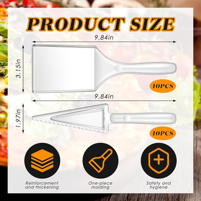 Patelai 20 Pcs Cake Server Set Disposable Plastic Serving Spatula Cutter Square and Triangle Servers Spatula Knives Pie Pizza Pastry Slicer Serving Utensils Clear for Kitchen Wedding