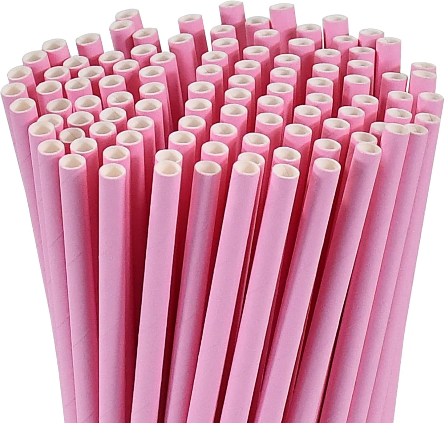 Disposable Paper Straws Solid Green - 7.75'' x 0.24'', 100 Counts - for Drinking, Beverage, Juice, Soda, Bar Supplies