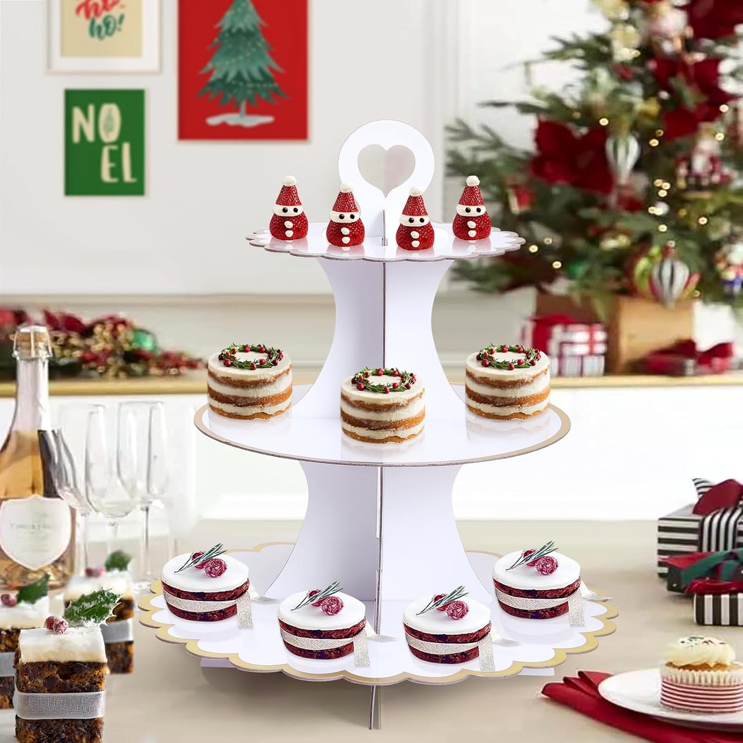 Soleebee 3-Tier Cupcake Stand, Cardboard Cupcake Tower, Cup Cake Stand Tower for Birthday Wedding Party Decoration, Cupcake Tier Stand Desserts Display 1 Set (Purple Gold)