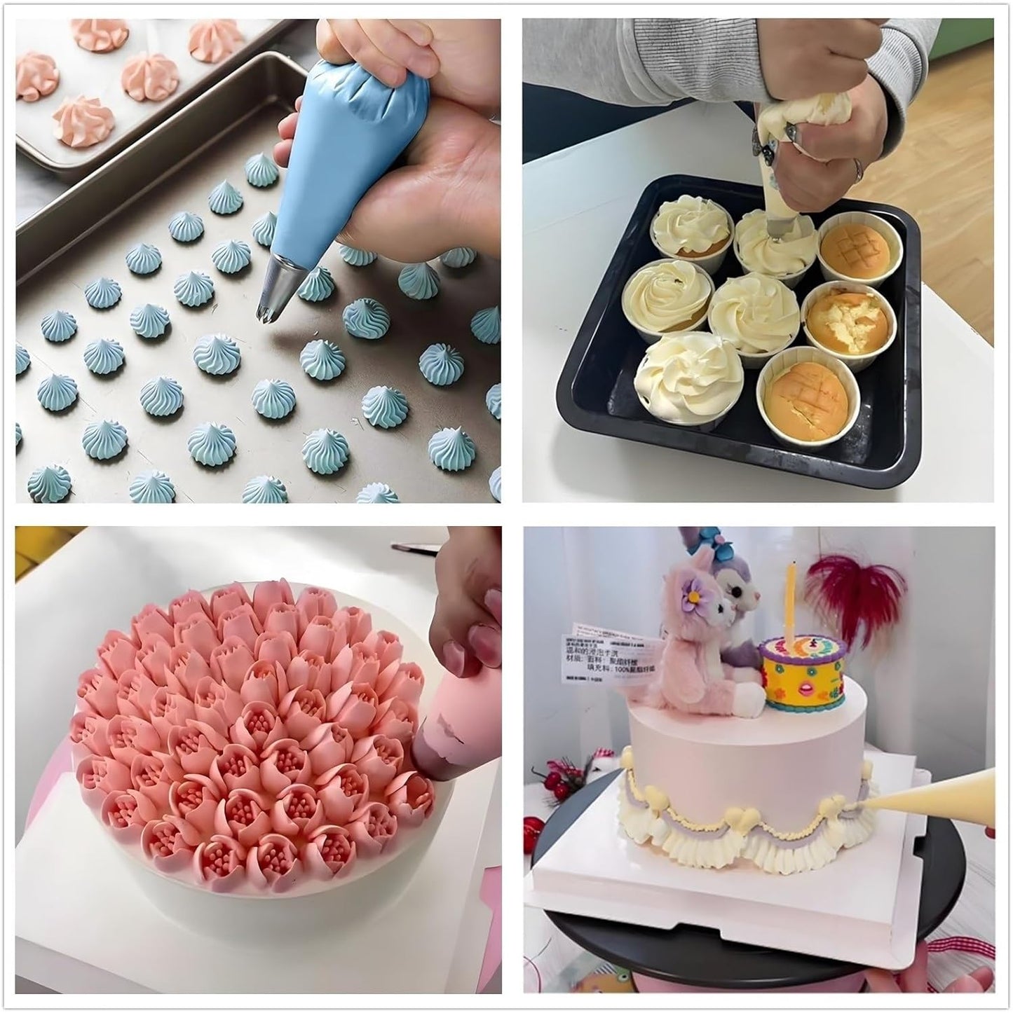 ANSLYQA Russian Piping Tips Set, 166 Pcs with 30 Numbered Russian Tips, 24 Numbered Icing Tips, 1 Ball Tip, 2 Leaf Tips, Pattern Chart, 3 Couplers, 100 Pastry Bags & More for Cake Cupcake Decorating