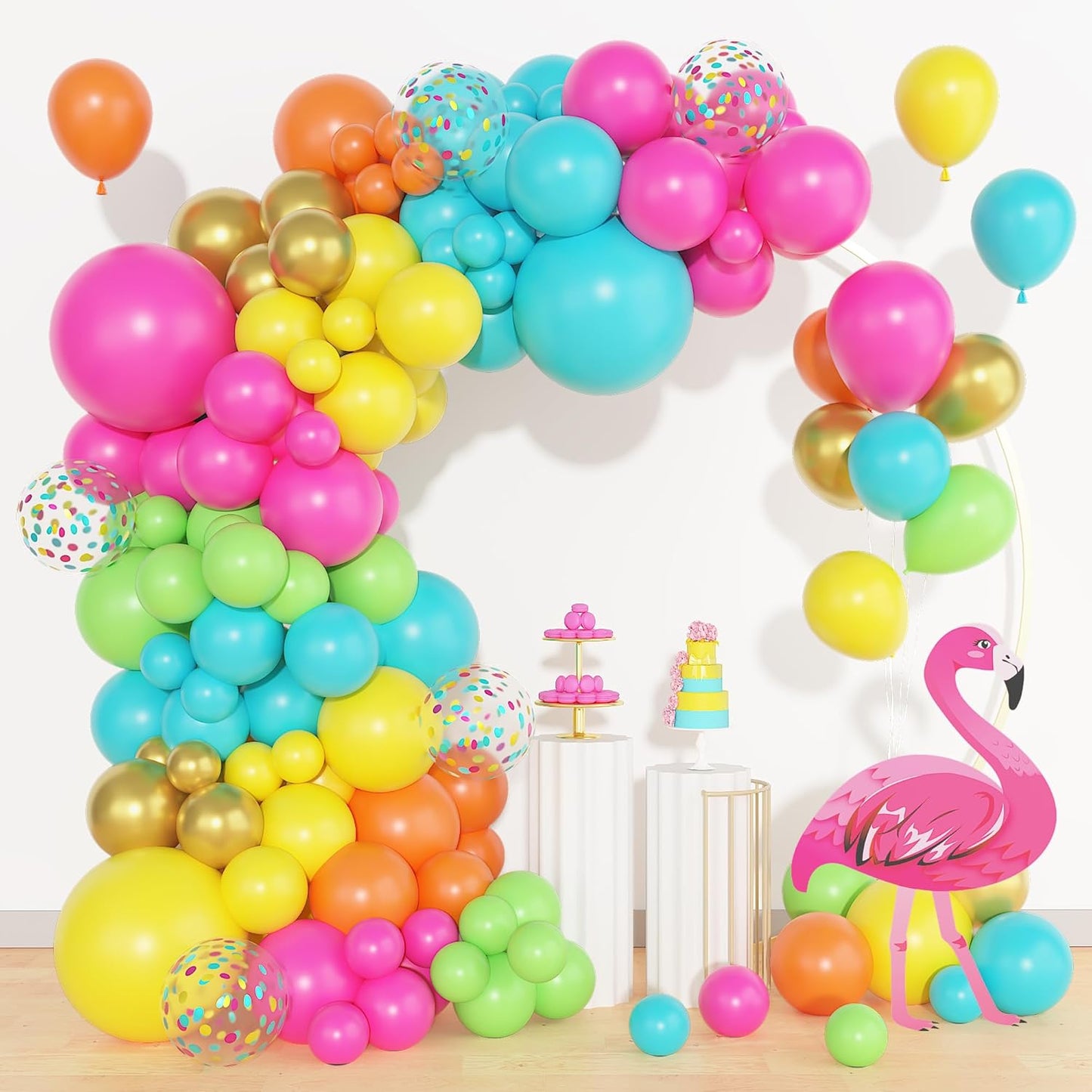Amandir 153pcs Pink Purple Balloon Garland Arch Kit, Different Sizes 18 12 10 5 inch Pink Purple Red Latex Metallic Confetti Purple Balloons for Girl Women Birthday Bridal Baby Shower Party Decoration