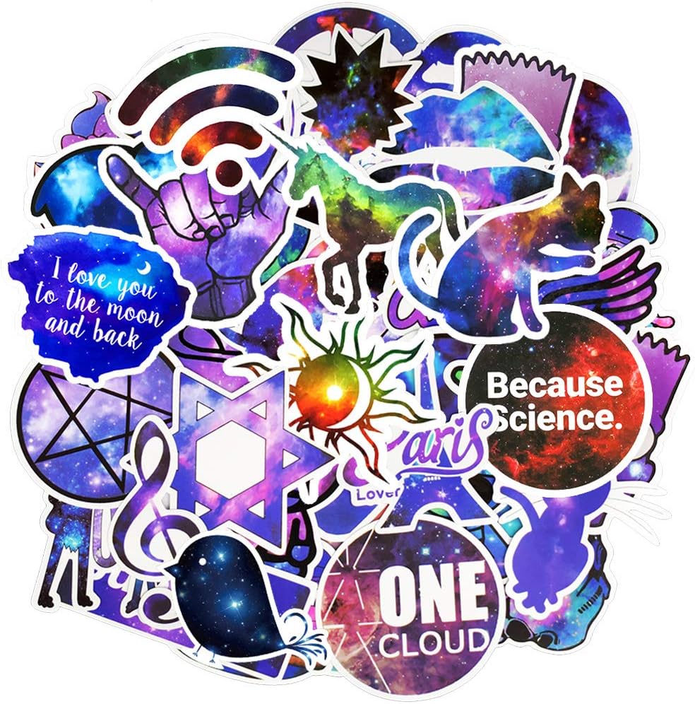 QTL Neon Stickers for Teens & Students Prizes, Waterproof Vinyl Party Favor Stickers, School Rewards, Water Bottle and Laptop, 50PCS - Colors A