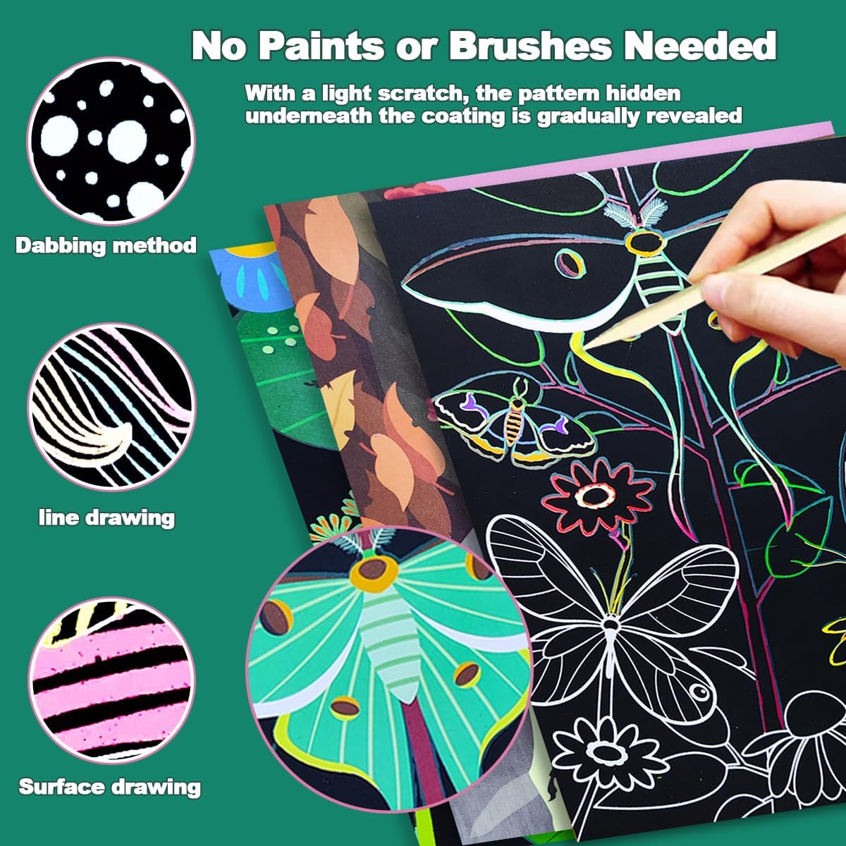 BAOXUE Scratch Art for Kids, Mermaids Black Rainbow Scratch Paper Set-Arts And Crafts & Supplies, DIY Activity & Party Games, Mermaid Toys Gifts for Toddlers, Girls