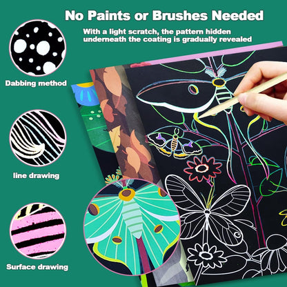 BAOXUE Scratch Art for Kids, Mermaids Black Rainbow Scratch Paper Set-Arts And Crafts & Supplies, DIY Activity & Party Games, Mermaid Toys Gifts for Toddlers, Girls