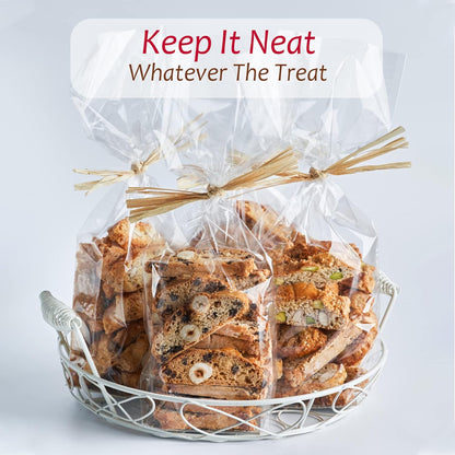 Gusseted Flat Bottom Cellophane Bags with Paper Insert 50Pcs 4x2x8 Inches Smore Bags