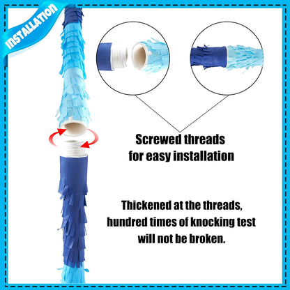 PCFING 20 Inch Number 3 Piñata Blue Silver with 30 Inch Piñata Stick Blindfold Confetti for Boys Girls Adults Birthday Party Decorations, Anniversary Celebration, Fiesta