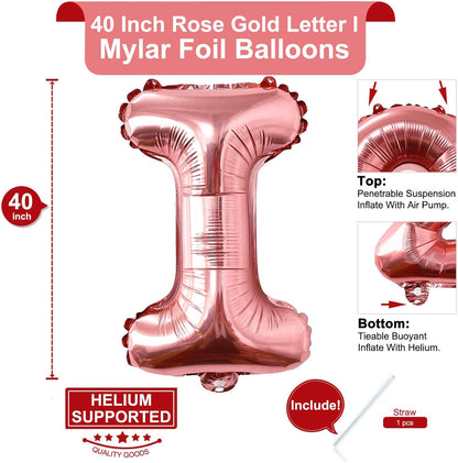 Lovoir 40 Inch Large Rose Gold Letter A Balloons Big Size Jumbo Mylar Foil Helium Balloon for Birthday Party Celebration Decorations Alphabet Rose Gold A