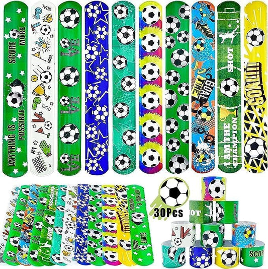 Viicoor Soccer Slap Bracelets 30PCS Snap Bracelet Wrisrtband for Party Favors Basket Bag Filler School Prizes Gifts Party Favors Bulk
