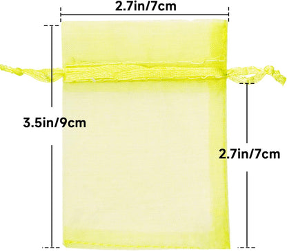 joycraft 50Pcs Organza Bags, 2x3 inch Gift Favor Bags, White Wedding Favor Bags, Jewelry Pouches with Drawstring, Mesh Bags Drawstring for Jewelry, Festival, Makeup, Candy, Desserts