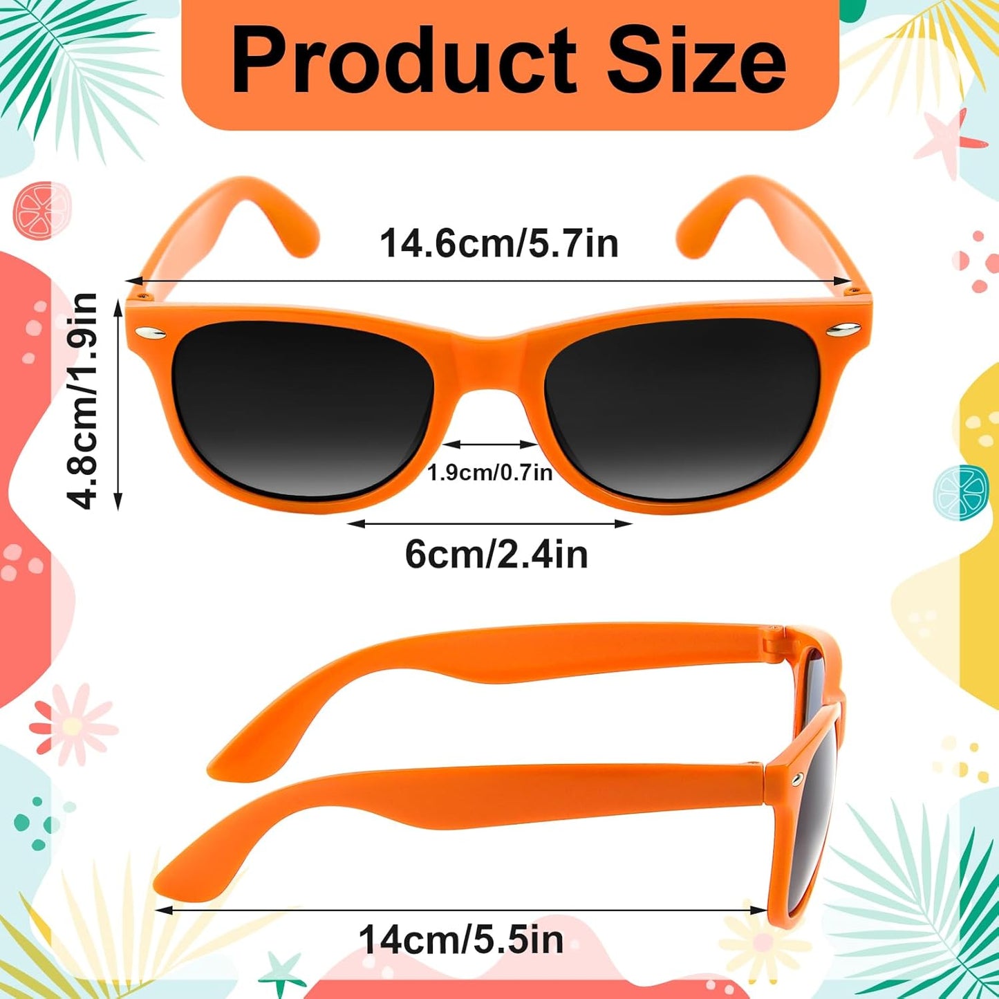 NEBURORA 6 Pack Black Sunglasses Bulk Retro Black Shades Party Sunglasses for Adult Men Women Summer Beach Party Accessories
