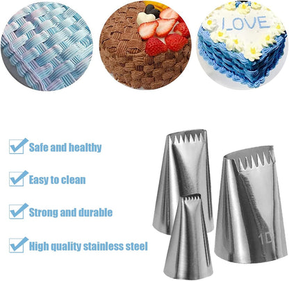 Piping Tips For Cake Decorating, Stainless Steel Icing Piping Nozzles For Pastry Fondant Decorating Tools (C)
