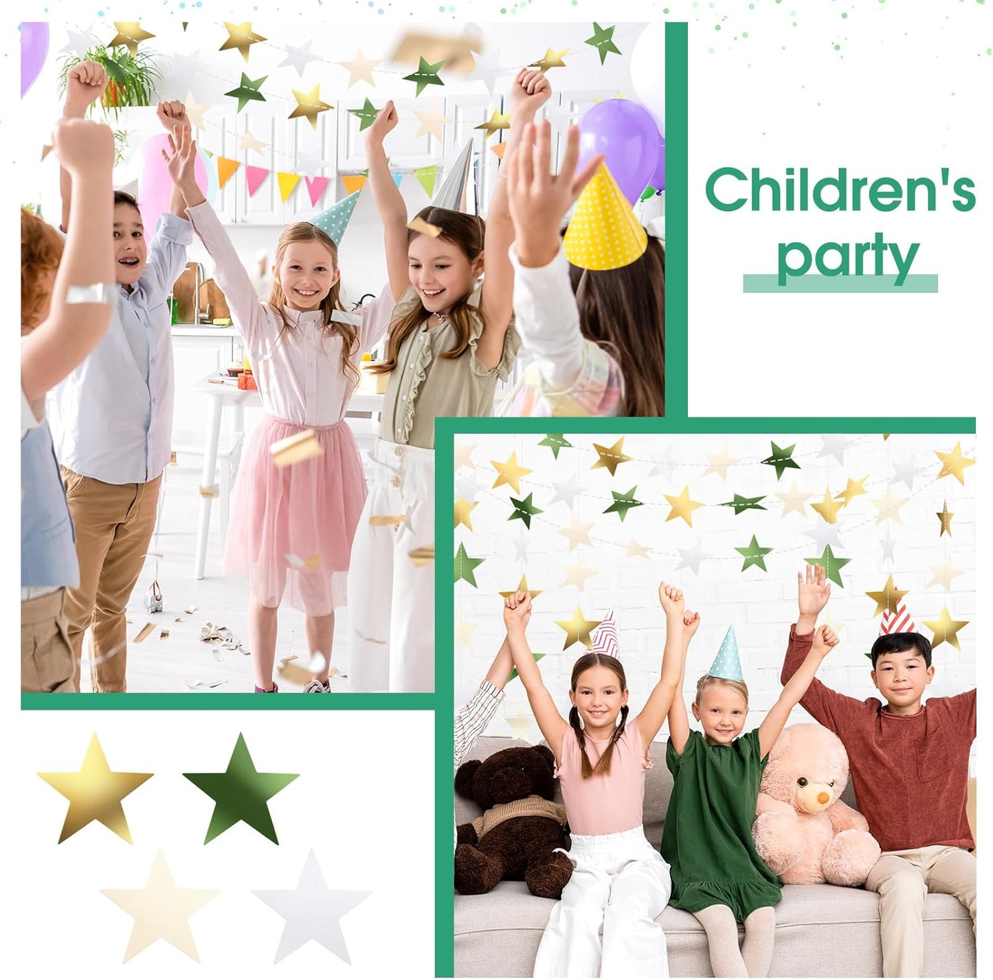 Patelai Glitter Star Garland Banner 2026 Graduation Decor 130 Feet Star Hanging Banner Twinkle Backdrop for Party Birthday Classroom Wedding Supplies(Gold)