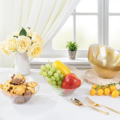 bUCLA 54 OZ Clear Plastic Serving Bowls (12 Pack) - Angled Serving Bowls Disposable for Chip&Candy - Party Table Salad and Fruit
