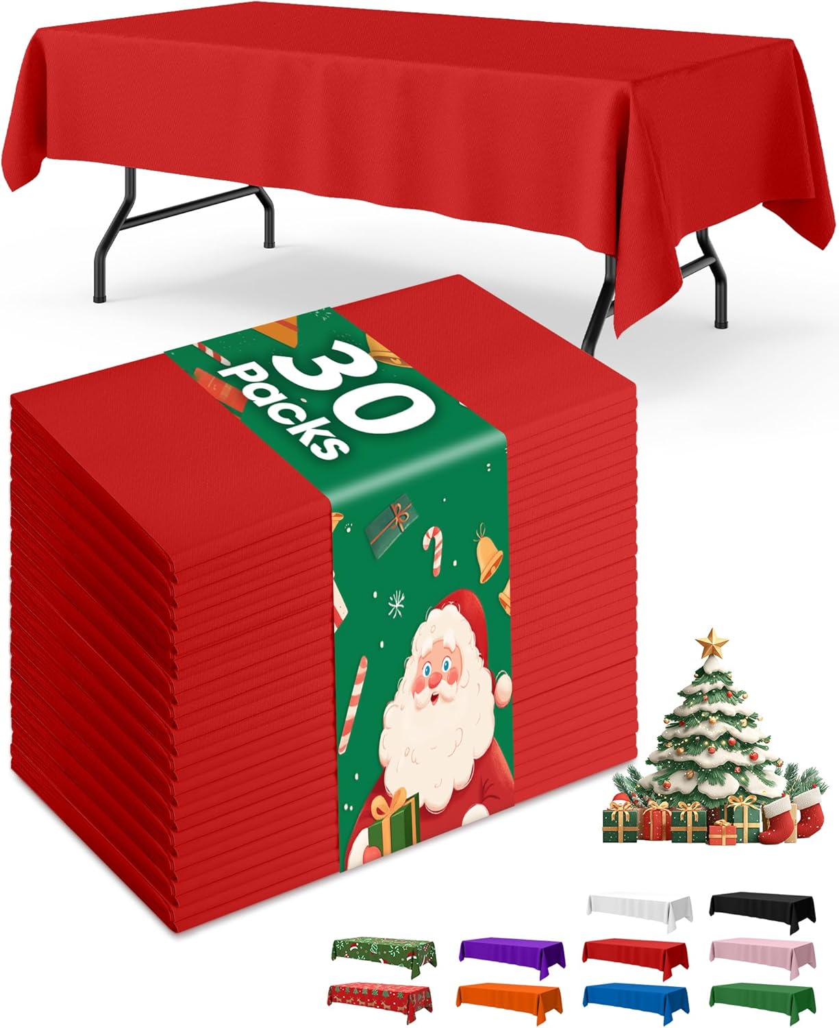 Niuara White Plastic Table Cloth - 30 Pack 54" × 108" Rectangle Disposable Tablecloths for 6FT Tables, Waterproof Table Cover for Party, Holiday & Gathering Use