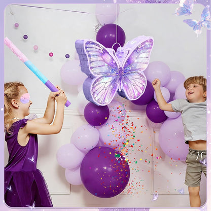 VioraWhite Fairy Piñata Princess Birthday Decorations Fairy Party Piñata Set with Stick and Blindfold for Girls Kids Butterfly Birthday Party Game Decorations Supplies